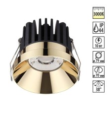 Встраиваемый светодиодный светильник Novotech 357909 Metis золото LED 10 Вт 3000K