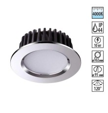 Встраиваемый светодиодный светильник Novotech 357908 Drum хром LED 10 Вт 4000K