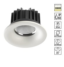 Встраиваемый светодиодный светильник Novotech Drum 357604 белый 30 Вт 100-265V IP44 3000K