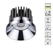 Встраиваемый светодиодный светильник Novotech Metis 357589 хром 10 Вт 100-265V IP44 3000K