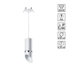 370906 SPOT NT22 белый/хром Светильник встраиваемый влагозащищенный IP44 GU10 9W 220V DELTA