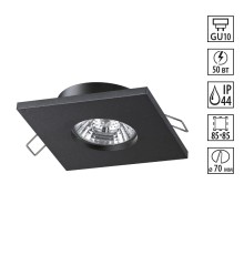 370805 SPOT NT22 черный Светильник встраиваемый влагозащищенный IP44 GU10 50W 220V AQUA
