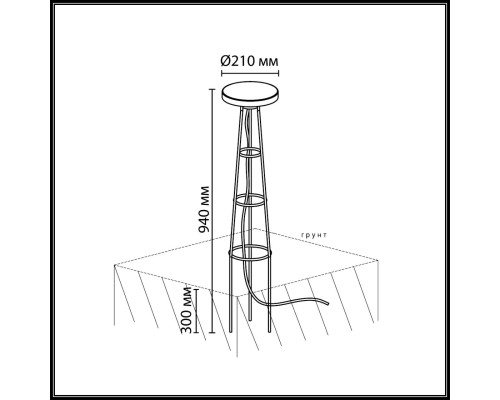 7108/15GL NATURE ODL26 Уличный встраиваемый в грунт светильник 940мм окраш. под дерево/металл IP65 LED 12W 278Лм 3000K 220-240V LIANA