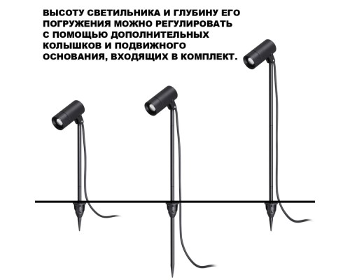 359713 STREET NT25 788 черный Светильник грунтовый с переключ. цв. температуры и мощности IP65 LED 3/6/9W 85-265V 2700К\3200К\4000К LANDSCAPE