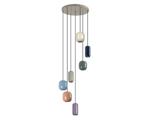 5053/7 PENDANT ODL24 000 цвет слонов.кости/мультиколор/металл Подвес GU10 LED 7*4W OVALI