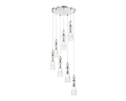 8268/7A NEOCLASSI хром/белый/прозрачный, металл/керамика/стекло Люстра каскадная Е14 7*40W 220V EMILY
