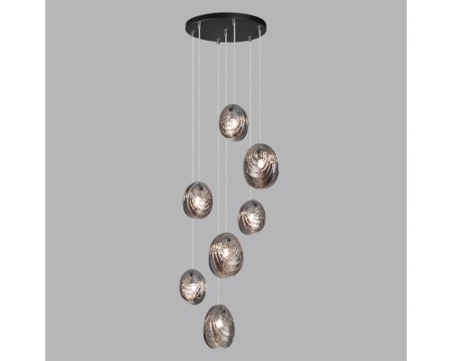 5038/7 MODERN ODL24 295 черный/дымчатый/металл/стекло Люстра каскадная G9 7*40W MUSSELS
