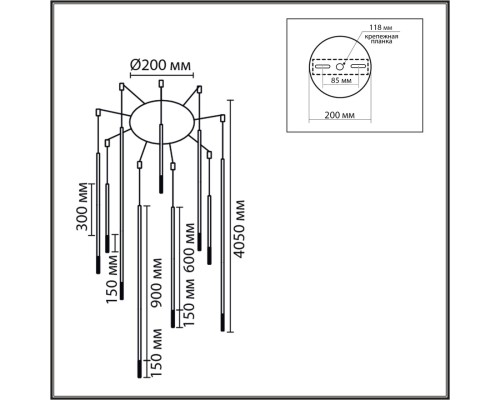 8400/27L LEDIO LN26 000 черный/белый, металл/акрил Люстра LED 27W 3000K 220V STICK