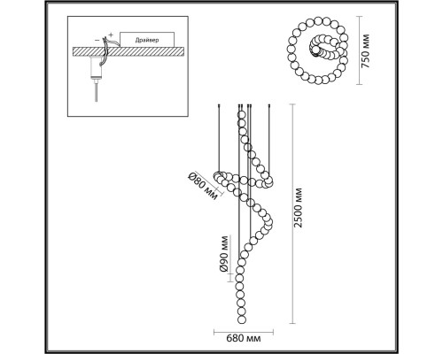 5008/132L L-VISION ODL23 413 золотой/прозрачный/металл/акрил Люстра LED 132W 4000K 6600Лм CRYSTAL