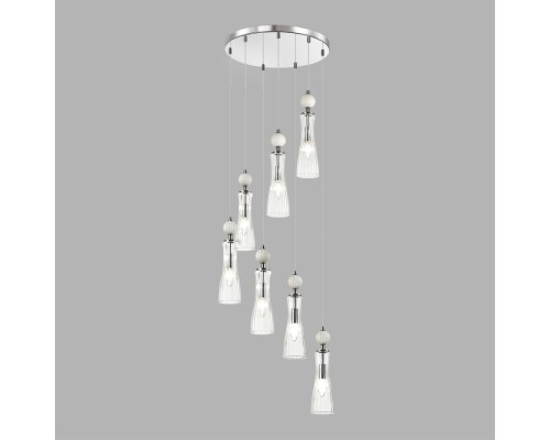 8268/7A NEOCLASSI хром/белый/прозрачный, металл/керамика/стекло Люстра каскадная Е14 7*40W 220V EMILY