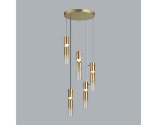 5058/25LA PENDANT ODL24 325 золотой/янтарный/металл/стекло Люстра каскадная LED 5*5W 3000K SCROW