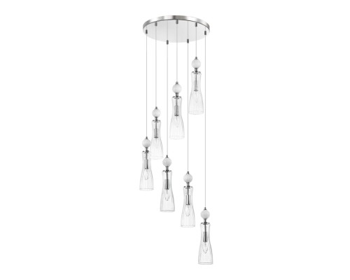 8268/7A NEOCLASSI хром/белый/прозрачный, металл/керамика/стекло Люстра каскадная Е14 7*40W 220V EMILY