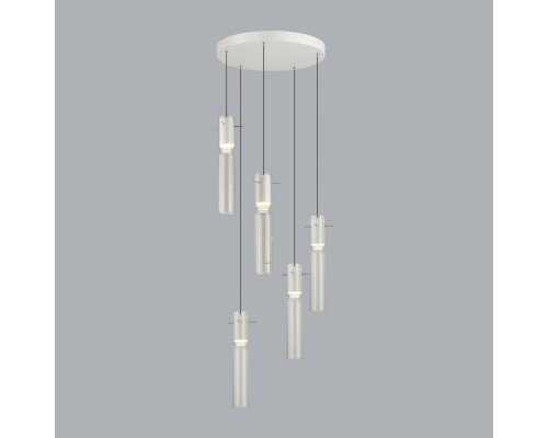 5058/25LB PENDANT ODL24 325 белый/прозрачный/металл/стекло Люстра каскадная LED 5*5W 3000K SCROW