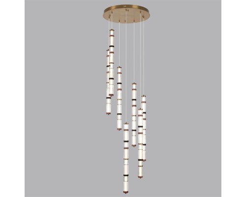 5455/210L L-VISION ODL_EX26 043 сатин.латунь/терракот/черный Люстра каскадная LED 210W (30W*7) 4000K COLLIER