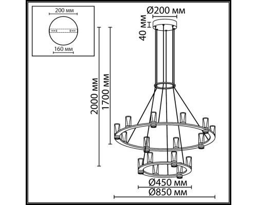 7144/110L HIGHTECH ODL26 515 светильник античная бронза/акрилл/металл IP20 LED 93W 5960Лм 3000K 180° 220V DEFANCE
