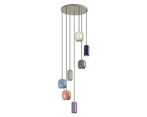 5053/7 PENDANT ODL24 000 цвет слонов.кости/мультиколор/металл Подвес GU10 LED 7*4W OVALI