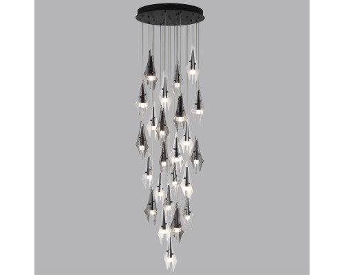 5442/137L L-VISION ODL_EX26 059 черный/бел.матовый/прозрачн./дымчатый/металл/стекло Люстра каскадная LED*137W (24*5.70W) 3000K 11620Лм AFALINA
