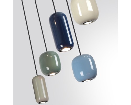 5053/7 PENDANT ODL24 000 цвет слонов.кости/мультиколор/металл Подвес GU10 LED 7*4W OVALI