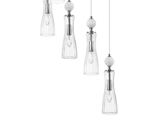 8268/7A NEOCLASSI хром/белый/прозрачный, металл/керамика/стекло Люстра каскадная Е14 7*40W 220V EMILY