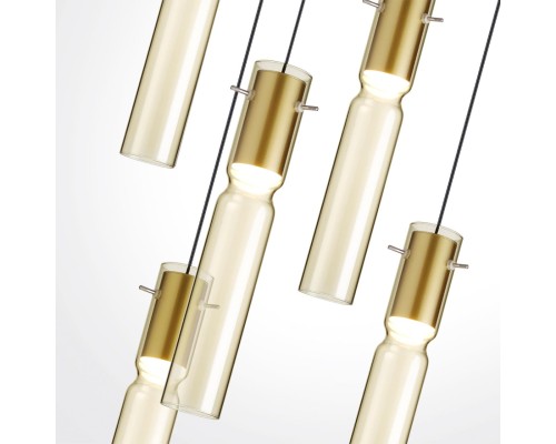 5058/25LA PENDANT ODL24 325 золотой/янтарный/металл/стекло Люстра каскадная LED 5*5W 3000K SCROW