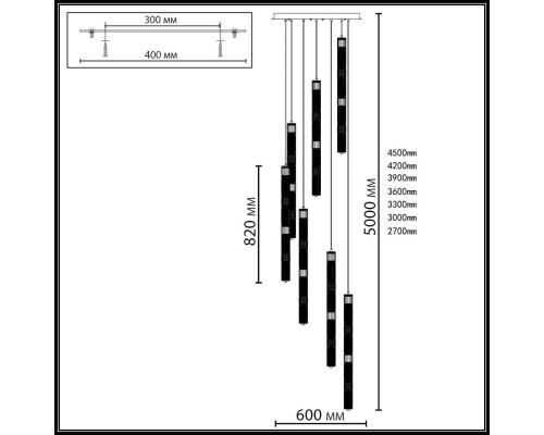 5456/210L L-VISION ODL_EX26 045 темный сатин.никель/терракот/черный Люстра каскадная LED 210W (30W*7) 4000K COLLIER