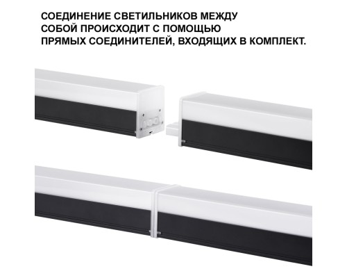 359113 OVER NT23 204 черный Светильник линейный, в комплекте прямой соединитель, крепёжные планки, сетевой кабель 2м IP20 LED 50W 4000K 100-265V BITS