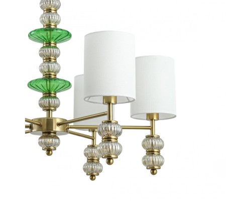 8337/6 MODERNI бронза/белый/зеленый, металл/стекло/текстиль Люстра E14 6*40W 220V ILMIRA