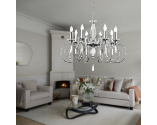 8032/8 CLASSI LN25 хром, металл/хрусталь Люстра подвесная Е14 8*40W 220V LAOKA