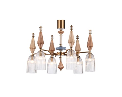 5414/6 MODERN ODL_EX26 античная бронза/терракот/синий/бежевый/металл/керамика Люстра E14 6*40W TERRA