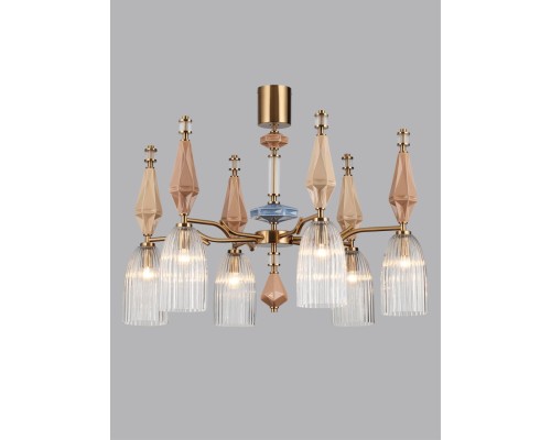 5414/6 MODERN ODL_EX26 античная бронза/терракот/синий/бежевый/металл/керамика Люстра E14 6*40W TERRA