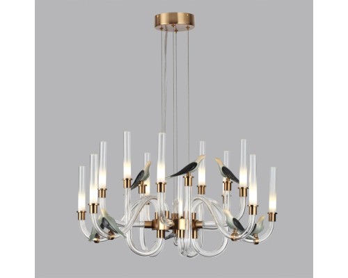 5431/30L L-VISION ODL_EX24 11 золотой(под латунь)/белый градиент/беж./зеленый/ металл/стекло/керамика Люстра LED 30W 4000K LARK