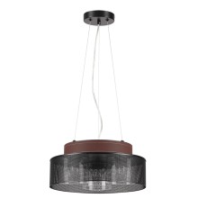 6598/3C MODERNI LN24 черный/черный. коричневый металл, эко кожа/металл, стекло Подвесной светильник Е27 3*40W 220V BASALTO