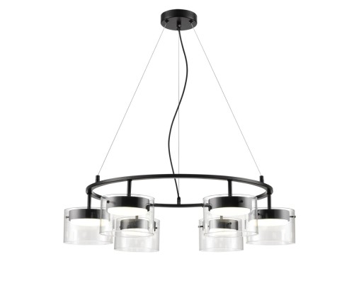 8232/6Y COMFI LN25 193 черный/прозрачный, металл/стекло Светильник подвесной LED GX70 6*10W 220V NATALINA