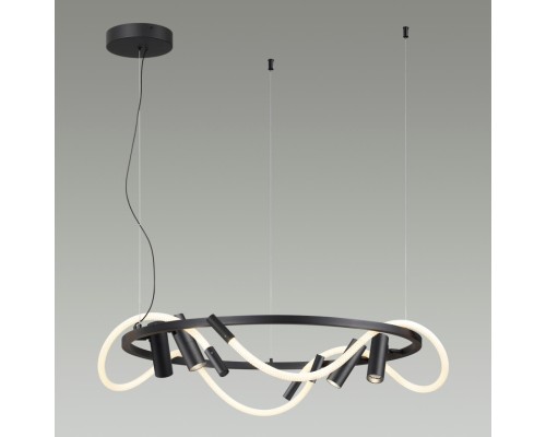 4391/55L HIGHTECH ODL24 141 черный/металл/канат Подвесной св-к с раздельн. вкл IP20 LED 50W 2020Лм 4000K CORDA