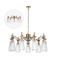 5414/9 MODERN ODL_EX26 античная бронза/терракот/синий/бежевый/коричневый/металл/керамика Люстра E14 9*40W TERRA