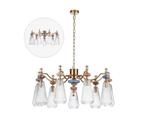 5414/9 MODERN ODL_EX26 античная бронза/терракот/синий/бежевый/коричневый/металл/керамика Люстра E14 9*40W TERRA