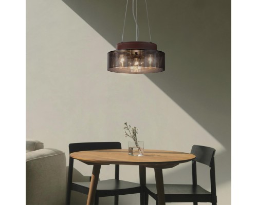 6598/3C MODERNI LN24 черный/черный. коричневый металл, эко кожа/металл, стекло Подвесной светильник Е27 3*40W 220V BASALTO