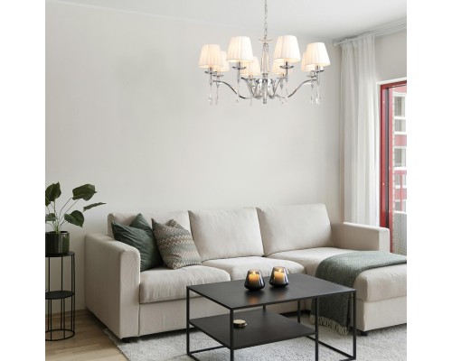 8316/8 CLASSI LN26 хром/белый, металл/хрусталь/текстиль Люстра E14 8*40W 220V MAGDA