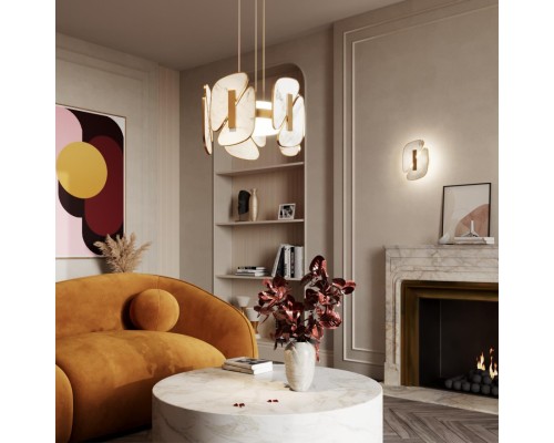 6638/45L L-VISION ODL_EX24 13 металл/золотой/искусственный мрамор/акрил Подвесной светильник IP20 LED 45W 3000K 220V CHIARA