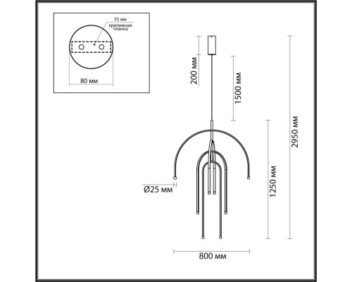 6633/95L HIGHTECH ODL24 159 металл/черный/акрил Подвесной светильник (регулируемые рожки) LED 95W 3000K 220V MEMFI