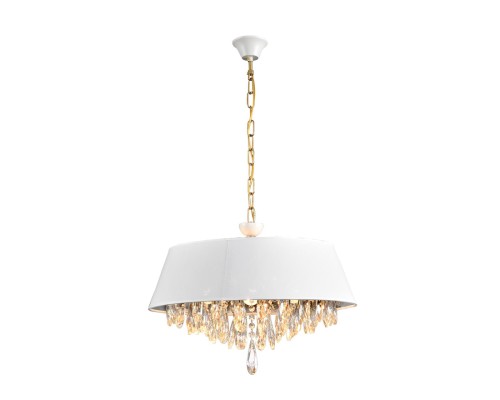 8374/6 CLASSI LN26 118 латунь/белый/прозрачный, металл/текстиль/хрусталь Люстра подвесная E27 6*60W 220V MITRIM