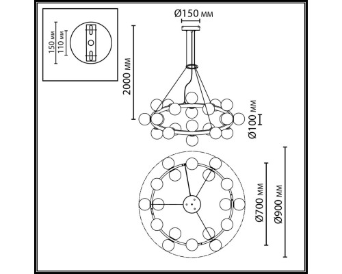7109/24 MIDCENT ODL26 519 Подвесной светильник  белый/стекло/металл IP20 G9 24*5W  220-240V MAGIA