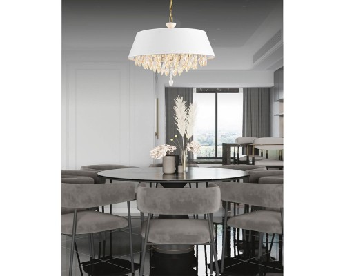 8374/6 CLASSI LN26 118 латунь/белый/прозрачный, металл/текстиль/хрусталь Люстра подвесная E27 6*60W 220V MITRIM