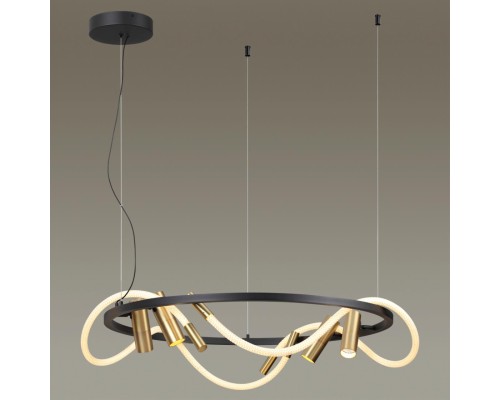 4397/55L HIGHTECH ODL23 101 черный/античная бронза/черный/металл/канат Подвесной св-к IP20 LED 50W 2020Лм 3000K CORDA