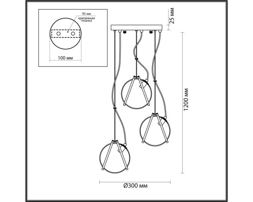 5288/3 SUSPENTIONI LN23 латунь Светильник подвесной G9 3*40W 220V WANDA