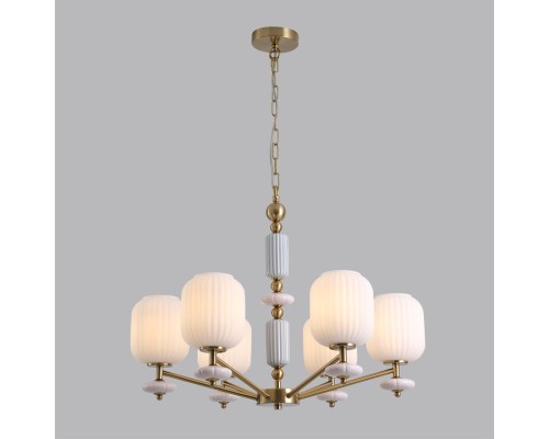 8334/6 MODERNI LN26 033 бронза/белый, металл/керамика/стекло Люстра E27 6*40W 220V ALEGRA