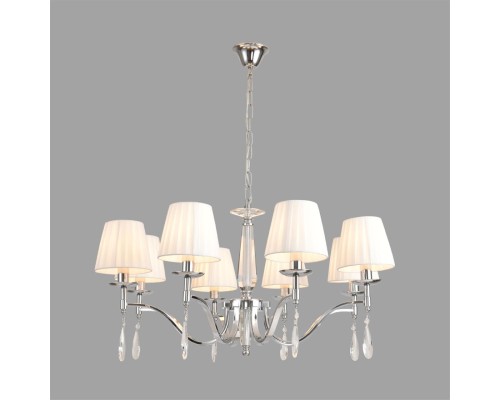 8316/8 CLASSI LN26 хром/белый, металл/хрусталь/текстиль Люстра E14 8*40W 220V MAGDA