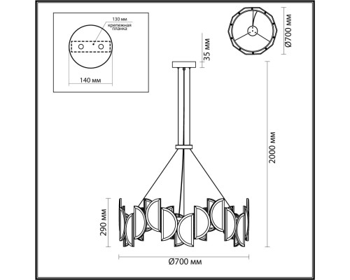 5448/40L L-VISION ODL_EX25 119 Люстра бронзовый/металл/акрил/искусственный мрамор IP20 LED 40W 3000K 220V TOSCANA