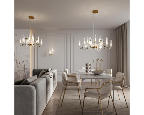 5431/30L L-VISION ODL_EX24 11 золотой(под латунь)/белый градиент/беж./зеленый/ металл/стекло/керамика Люстра LED 30W 4000K LARK