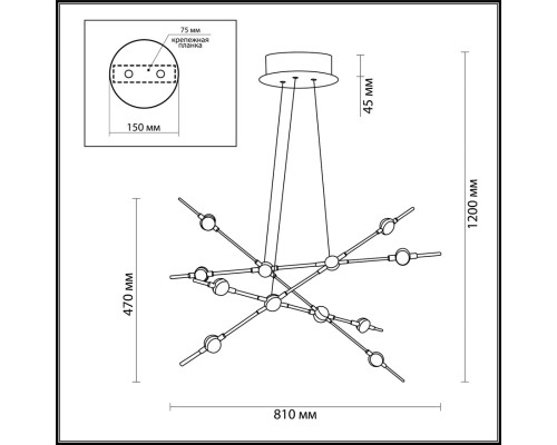 Подвесная светодиодная люстра Odeon Light 3906/48L Costella золотистый LED 48 Вт 4000K